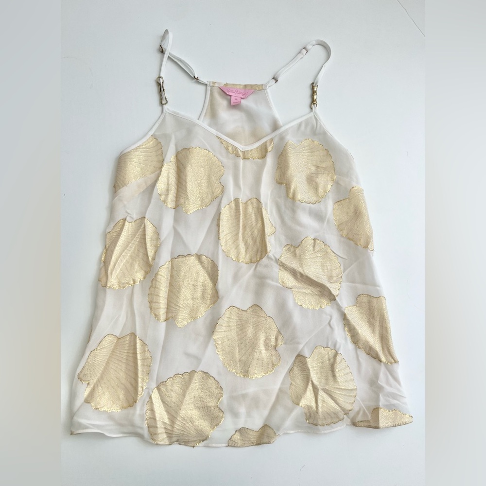 Lilly Pulitzer gold seashell tank top gorgeous & hard to find